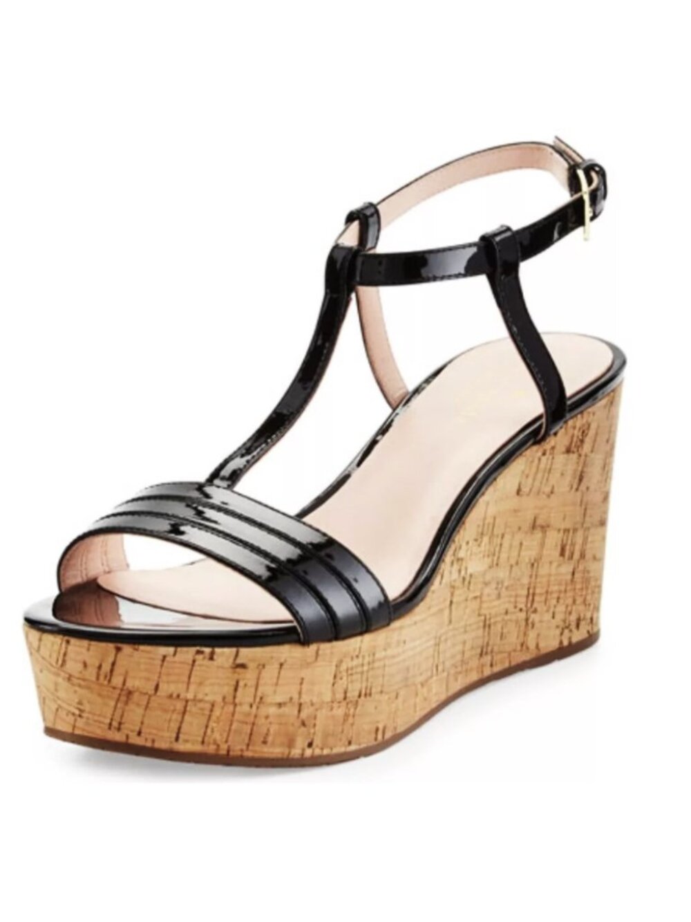 Kate Spade Wedge Shoes/Sandals Size-8M Black Patent Leather Cork Platform